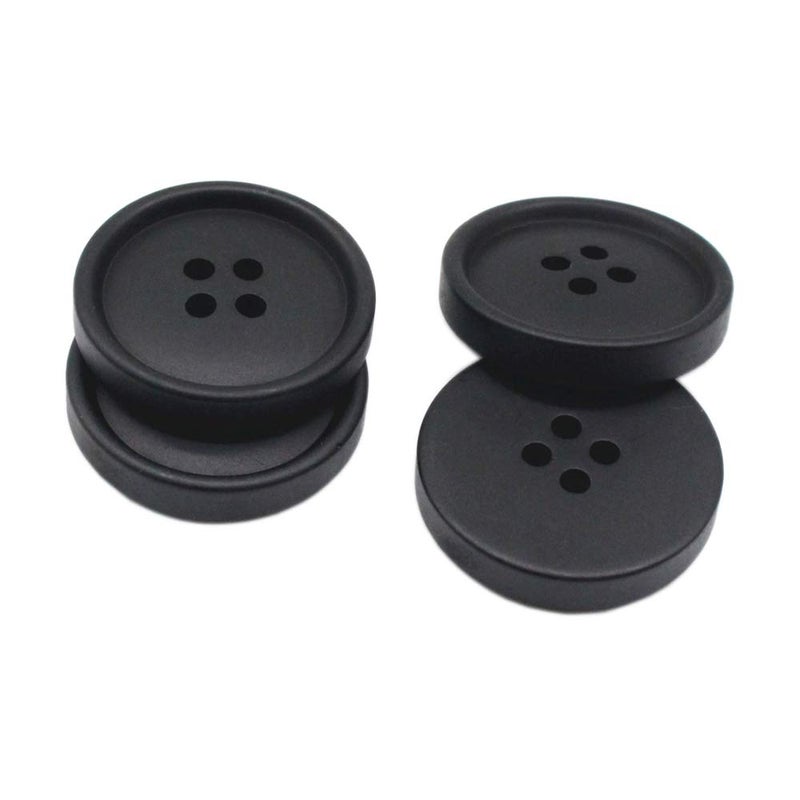 YaHoGa 50PCS 1 Inch 25mm Large Black Buttons Resin Buttons for DIY Sewing Tailor Crafts Coats Clothes 25MM
