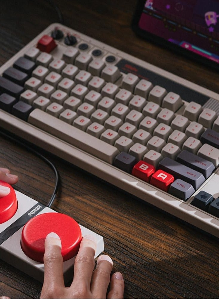 8Bitdo Retro Mechanical Keyboard, Bluetooth/2.4G/USB-C Hot Swappable Gaming Keyboard with 87 Keys, Dual Super Programmable Buttons for Windows and Android - (N Edition)
