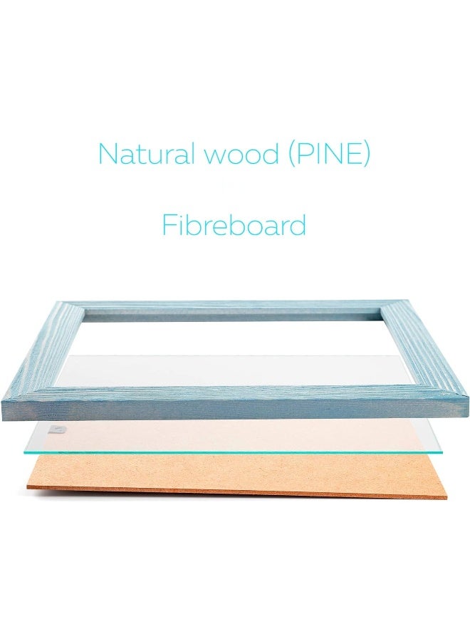 Woodside Rustic Wooden Picture Frame 11x14100 Natural Solid Eco Distressed Wood for Wall Mounting Photo Frame  Blue - Image 5