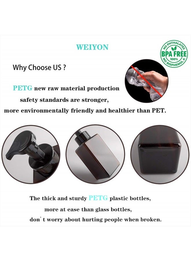 rejomiik 2 Pack Foaming Soap Dispenser 15oz Refillable Foam Liquid Hand Soap Empty Plastic Pump Bottle Container for Bathroom Vanities, Kitchen Sink, Hospital, Clinic, Amber Brown 450ml - Image 4