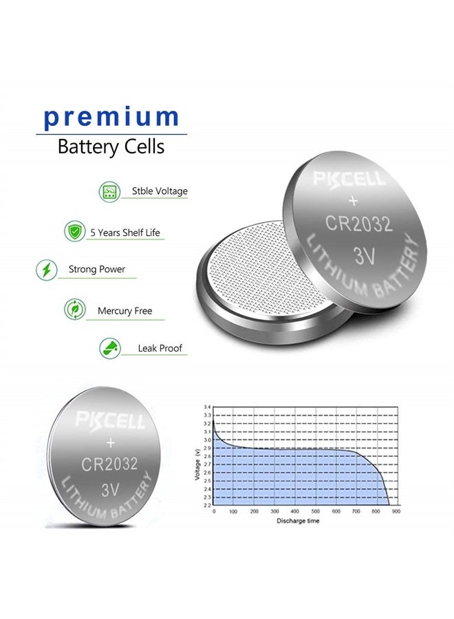 PKCELL 2032 بطارية 3 فولت، بطارية ليثيوم 3 فولت CR2032، بطارية ساعة 2032، 100 عدّاد - Image 3