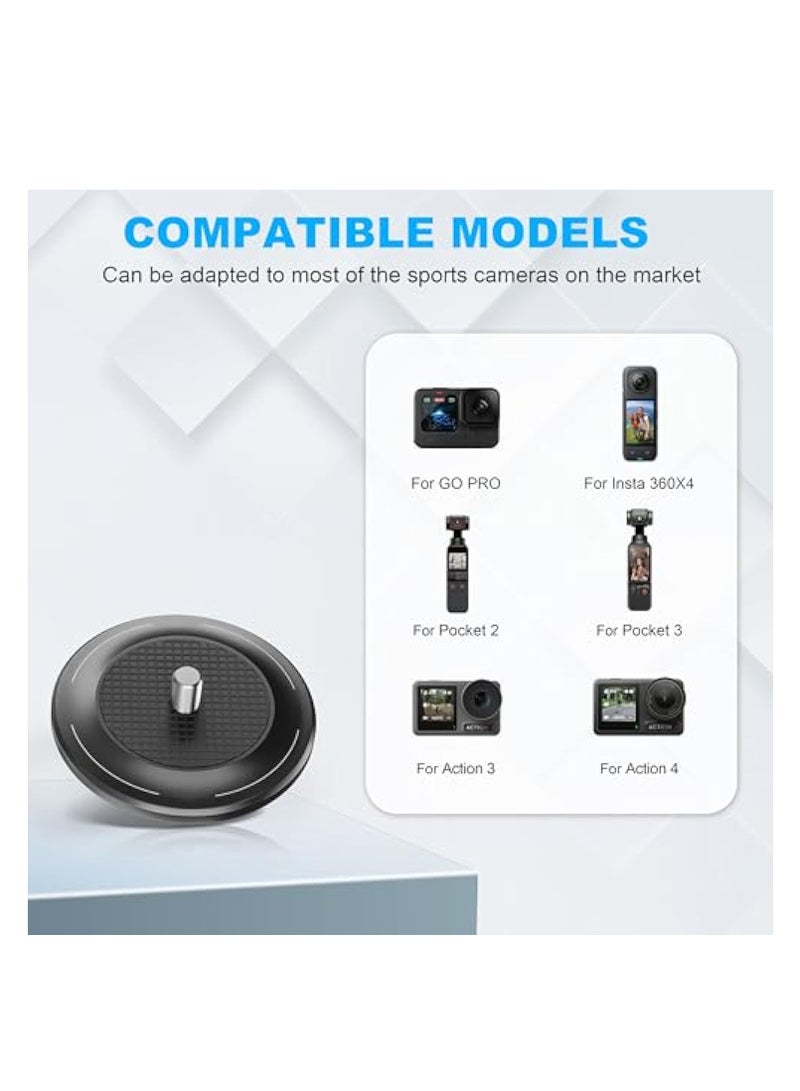 Barakah Magnetic Camera Mount Stand Base for DJI Osmo Pocket 3/2, Insta360X4/X3/GO 3, GoPro Hero 12/11/10 Series, Camera Aluminum Base, Camera Accessories, Stable Bracket Non-Slip Support Adapter 1/4 Screw - Image 2