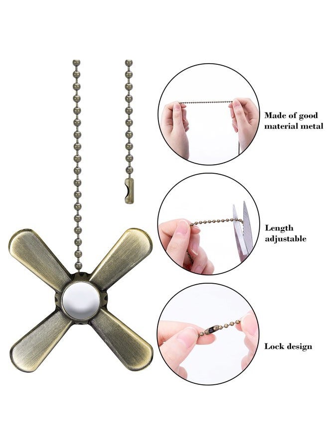 Iceyyyy Bronze Ceiling Fan Pull Chain Set Including 4Pcs Beaded Ball Fan Pull Chain Pendant, Extra 8Pcs Beaded and Pull Loop Connectors, 2Pcs 35.4 inches Fan Pull Chain Extension - Image 2