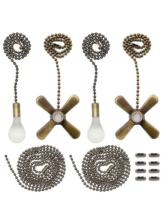 Iceyyyy Bronze Ceiling Fan Pull Chain Set Including 4Pcs Beaded Ball Fan Pull Chain Pendant, Extra 8Pcs Beaded and Pull Loop Connectors, 2Pcs 35.4 inches Fan Pull Chain Extension - Image 1
