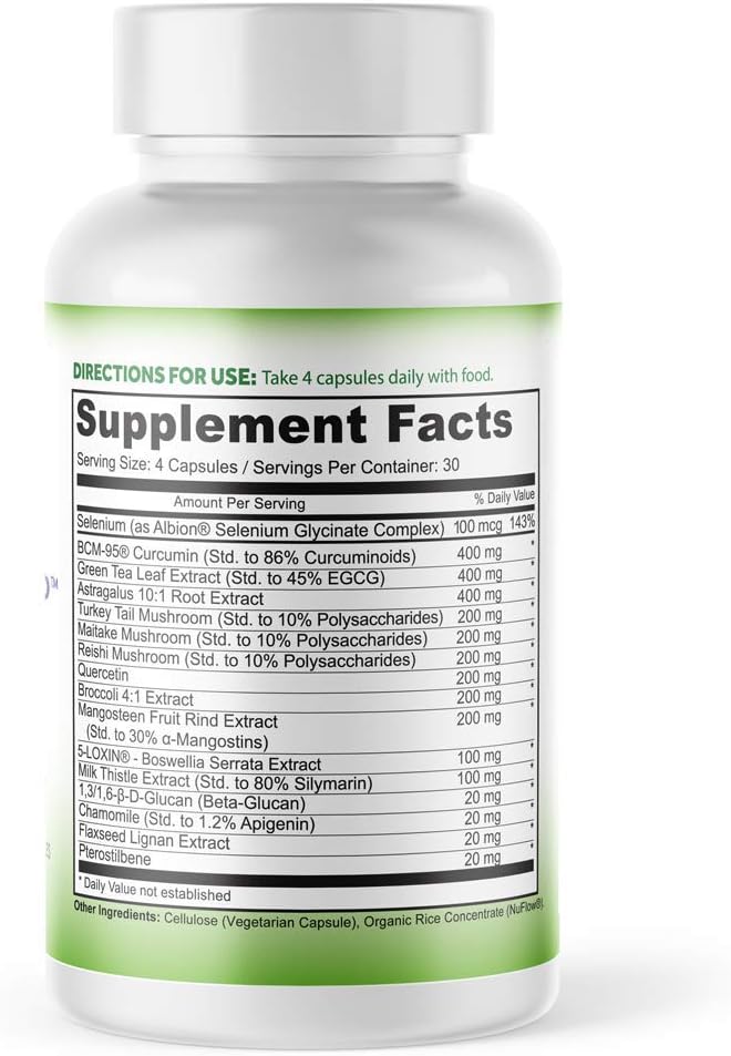 Optimal Health Knowledge CELL STOP  Powerful Cell Division Support Propriety Blend includes Curcumin Green Tea Reishi Mushroom Turkey Tail Mushroom Broccoli Extract 1316 Beta Glucan and Others  120 Veggie Capsules - Image 2