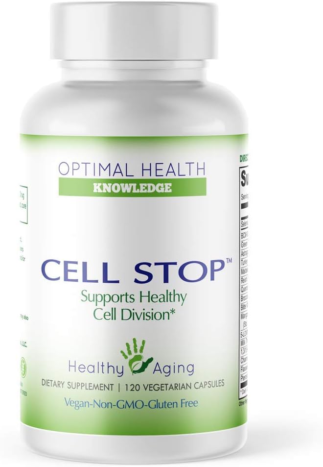 Optimal Health Knowledge CELL STOP  Powerful Cell Division Support Propriety Blend includes Curcumin Green Tea Reishi Mushroom Turkey Tail Mushroom Broccoli Extract 1316 Beta Glucan and Others  120 Veggie Capsules - Image 1