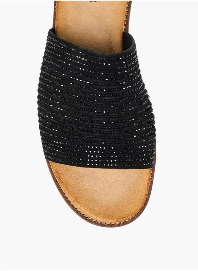 لو كونفورت Womens Embellished Slip-On Sandals