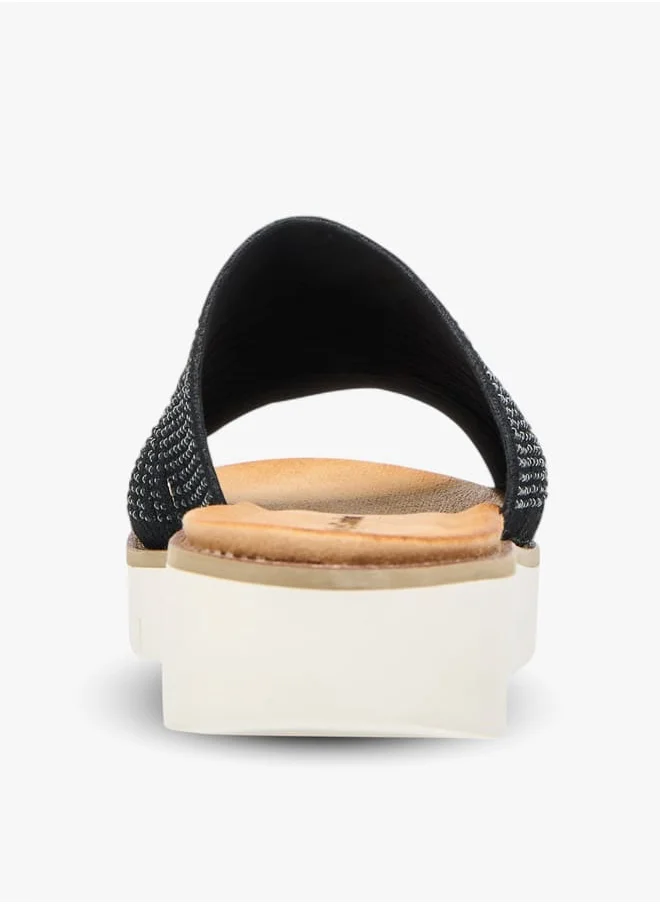 لو كونفورت Womens Embellished Slip-On Sandals