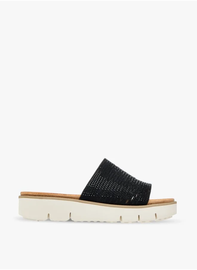 لو كونفورت Womens Embellished Slip-On Sandals