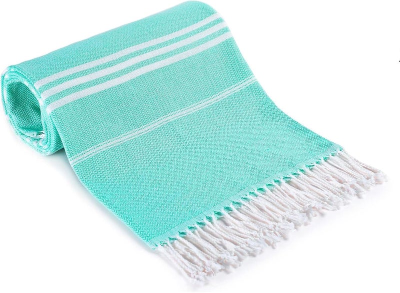 Turkish Beach Towel - Quick Dry Sand Free Oversized Bath Swim Towel (Aqua) - Image 1