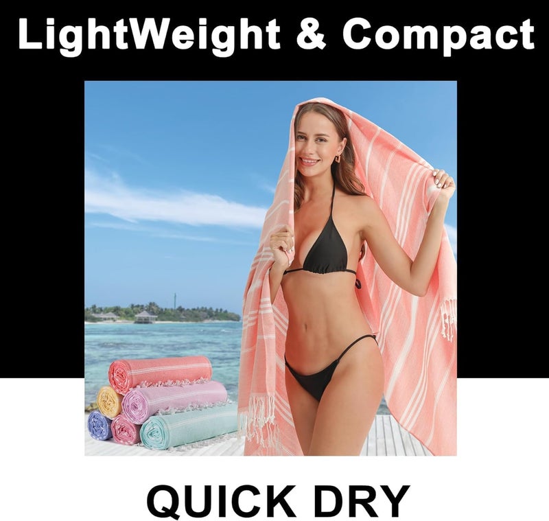 Turkish Beach Towel - Quick Dry Sand Free Oversized Bath Swim Towel (Aqua) - Image 2