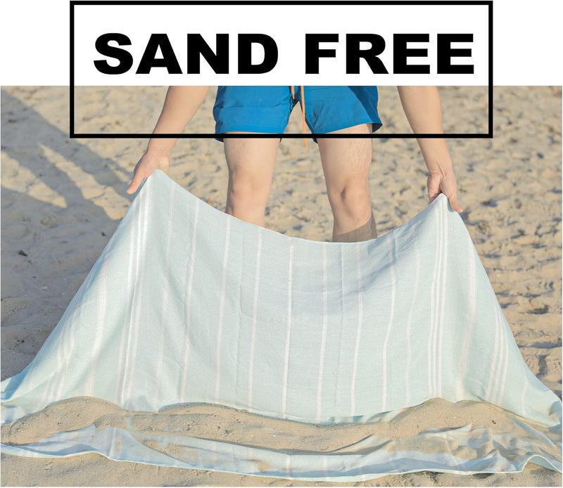 Turkish Beach Towel - Quick Dry Sand Free Oversized Bath Swim Towel (Aqua) - Image 5