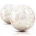 Novelty Place Inflatable Clear Sports Beach Balls with Rainbow Sequin Glitter Confetti Summer Beach Pool Party Toy Volleyball Soccer Game More 2 Pcs Giant Value Pack 16 in 12 in - Image 3