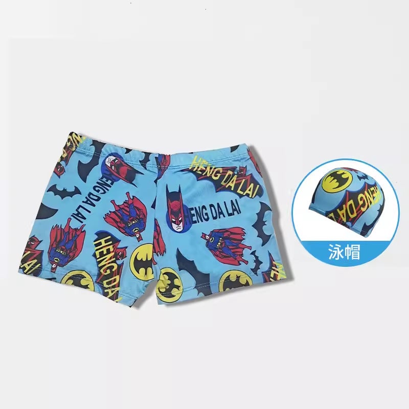 Generic Boys swimming trunks primary school students swimming pants with drawstring cartoon cute summer swimming beach adjustable boxer swimsuit Light blue