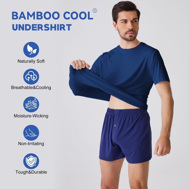 BAMBOO COOL Men's Undershirts for Men Pack,Moisture-Wicking Tees,Stretch Crew Neck Soft T-Shirts - Image 4