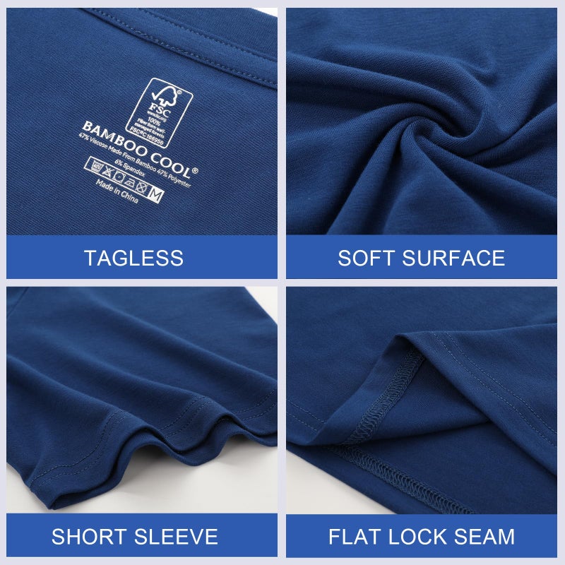 BAMBOO COOL Men's Undershirts for Men Pack,Moisture-Wicking Tees,Stretch Crew Neck Soft T-Shirts - Image 5