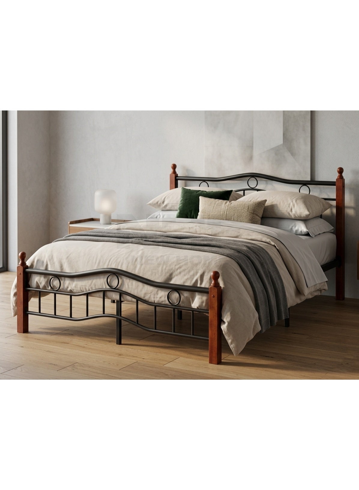 New Home Furniture NHF 7888 King L190 x W180 x H100 cm Wood & Steel Bed Frame with 40 cm Under-Bed Storage Strong Durable Modern Bedroom Bed for Home and Apartment