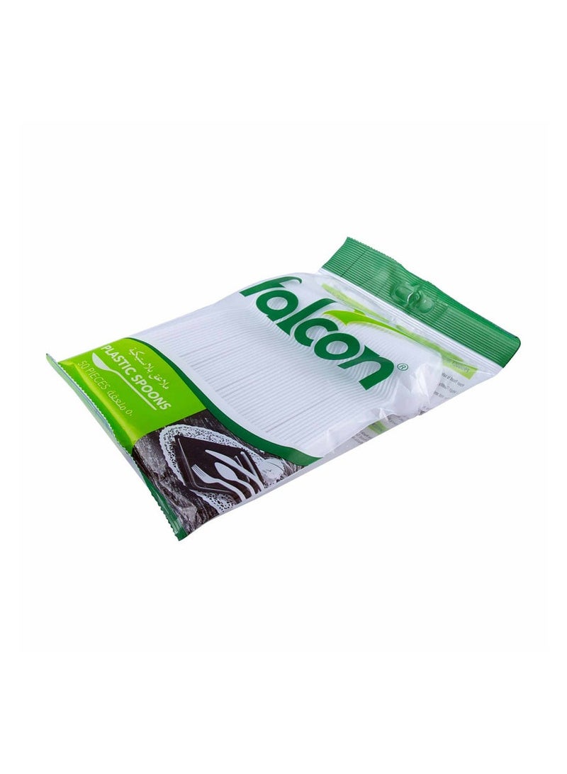 FALCON 50pcs Plastic Tea Spoons 12cm, White  - Image 2