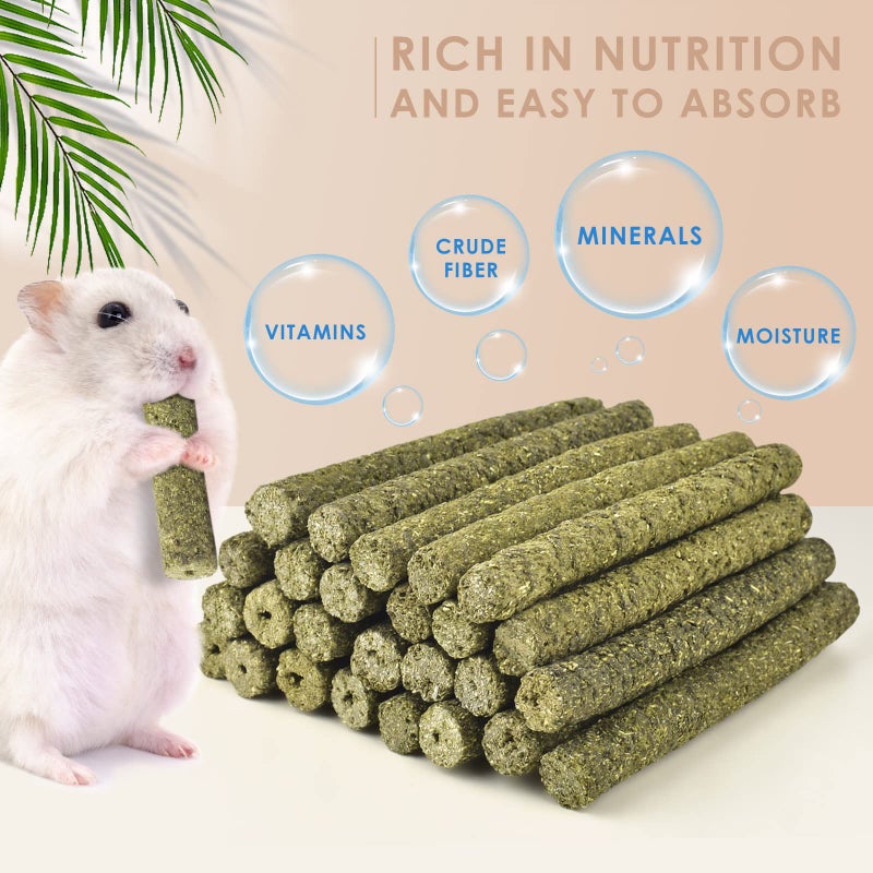 Bissap Timothy Hay Sticks for Rabbits 38PCS, Natural Timothy Grass Molar Teeth Stick Chew Toys for Bunnies Chinchillas Guinea Pigs Hamsters and Other Small Animals Treats - Image 2