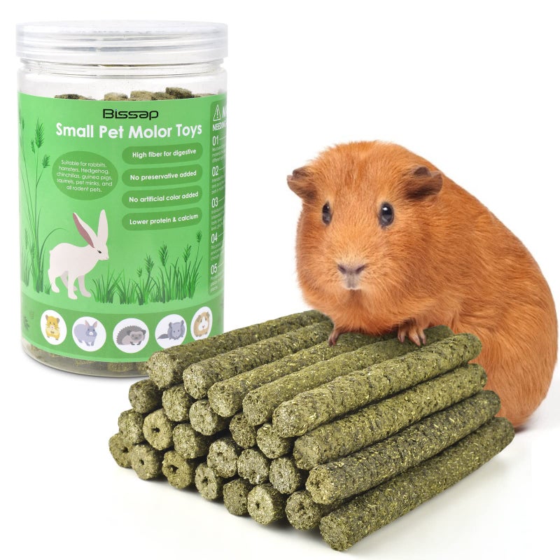 Bissap Timothy Hay Sticks for Rabbits 38PCS, Natural Timothy Grass Molar Teeth Stick Chew Toys for Bunnies Chinchillas Guinea Pigs Hamsters and Other Small Animals Treats - Image 1