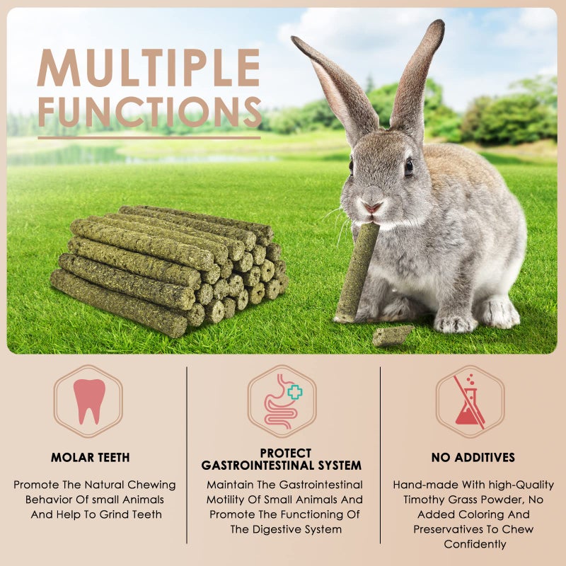 Bissap Timothy Hay Sticks for Rabbits 38PCS, Natural Timothy Grass Molar Teeth Stick Chew Toys for Bunnies Chinchillas Guinea Pigs Hamsters and Other Small Animals Treats - Image 3