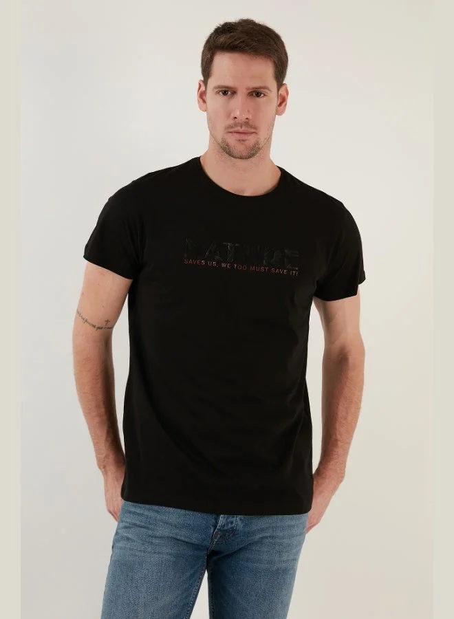 بوراتي تي شيرت رجالي بياقة دائرية قطن % بقصة ضيقة من بوراتي  نيتشر