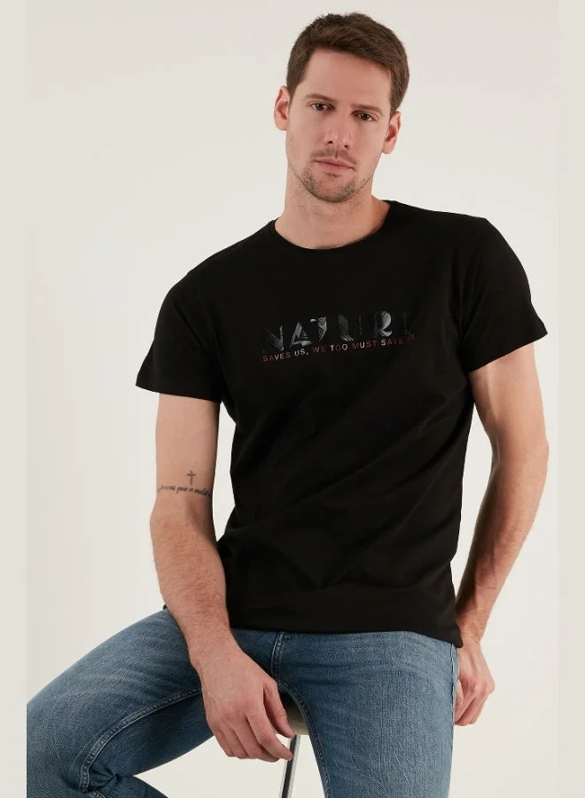 بوراتي تي شيرت رجالي بياقة دائرية قطن % بقصة ضيقة من بوراتي  نيتشر