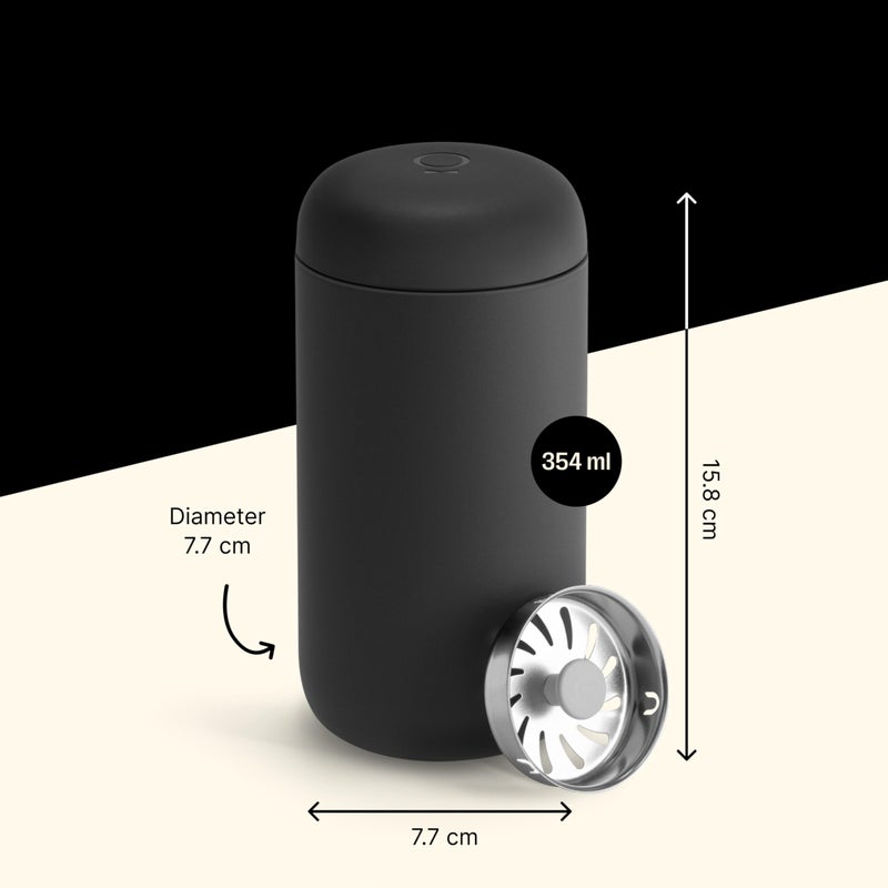 Fellow 12 oz Carter Move Travel Mug - Vacuum-Insulated Stainless Steel Travel Coffee Mug - Coffee Tumbler with Ceramic Interior and Splash Guard - Matte Black - Image 3