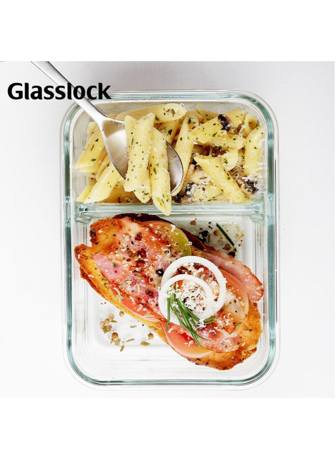 Glasslock حاوية طعام زجاجية مقسمة من جلاسلوك مقاومة للحرارة للتخزين في الميكروويف والثلاجة 1000 مل للموظفين - Image 3