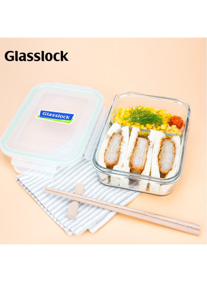 Glasslock حاوية طعام زجاجية مقسمة من جلاسلوك مقاومة للحرارة للتخزين في الميكروويف والثلاجة 1000 مل للموظفين - Image 4