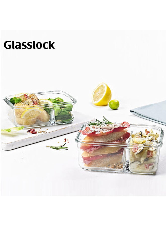 Glasslock حاوية طعام زجاجية مقسمة من جلاسلوك مقاومة للحرارة للتخزين في الميكروويف والثلاجة 1000 مل للموظفين - Image 5