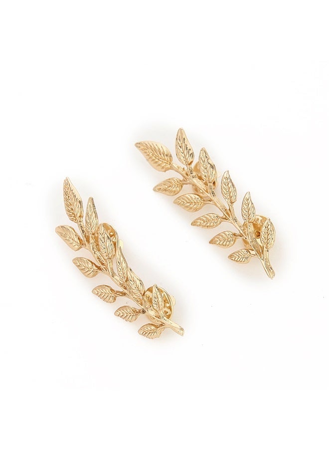 Gentlemen Suit Gold Brooches Simple Elegant 1 Pair Elegant Wheat Leaf Suit Clip Collar Pin Brooch Unisex，Suit Collar Pin Double Gold Leaves Sweater Brooch Pin Shirt Collar Decoration Jewelry for Women and Men (golden) - Image 1