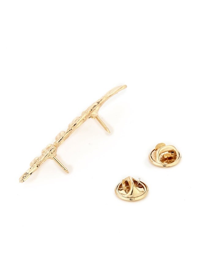Gentlemen Suit Gold Brooches Simple Elegant 1 Pair Elegant Wheat Leaf Suit Clip Collar Pin Brooch Unisex，Suit Collar Pin Double Gold Leaves Sweater Brooch Pin Shirt Collar Decoration Jewelry for Women and Men (golden) - Image 5