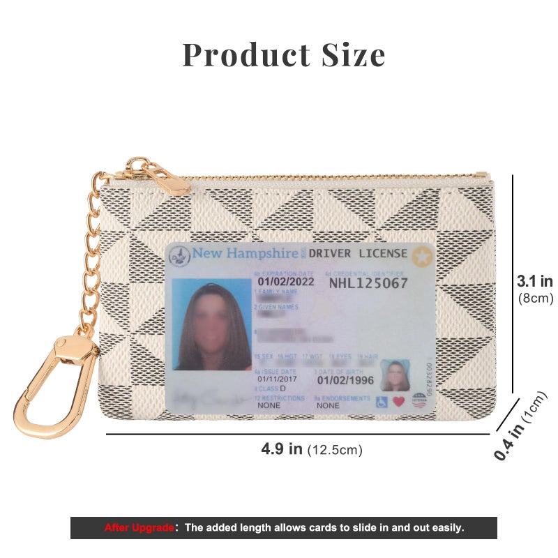 FOUSIVOU Leather Coin Purse for Women with KeyChain Small Zipper Change Purse coin Pouch Card Holder Wallet Clutch for Women & Men (White) - Image 2