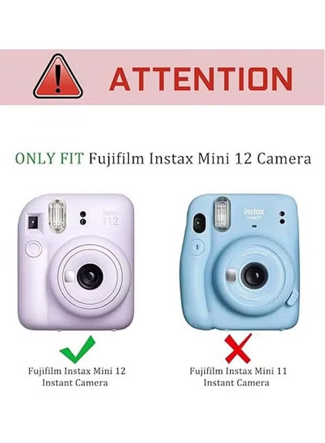 SUNDAREE جراب شفاف متوافق مع كاميرا فوجي إنستاكس ميني 12، حقيبة حمل لكاميرا فوجي فيلم إنستاكس ميني 12 الفورية مع جيب لتخزين الصور، وحزام، وملصق لطيف - وردي - Image 4