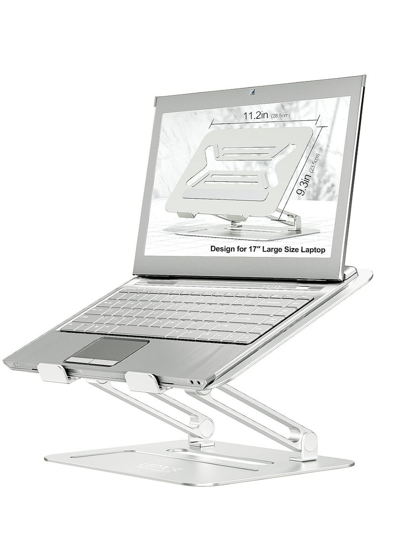 Adjustable Aluminum Laptop Desk Stand Notebook Holder Compatible with Mac Air Pro Ultra and All 11-17 Inch Laptops (Silver) Ormest  - Image 1