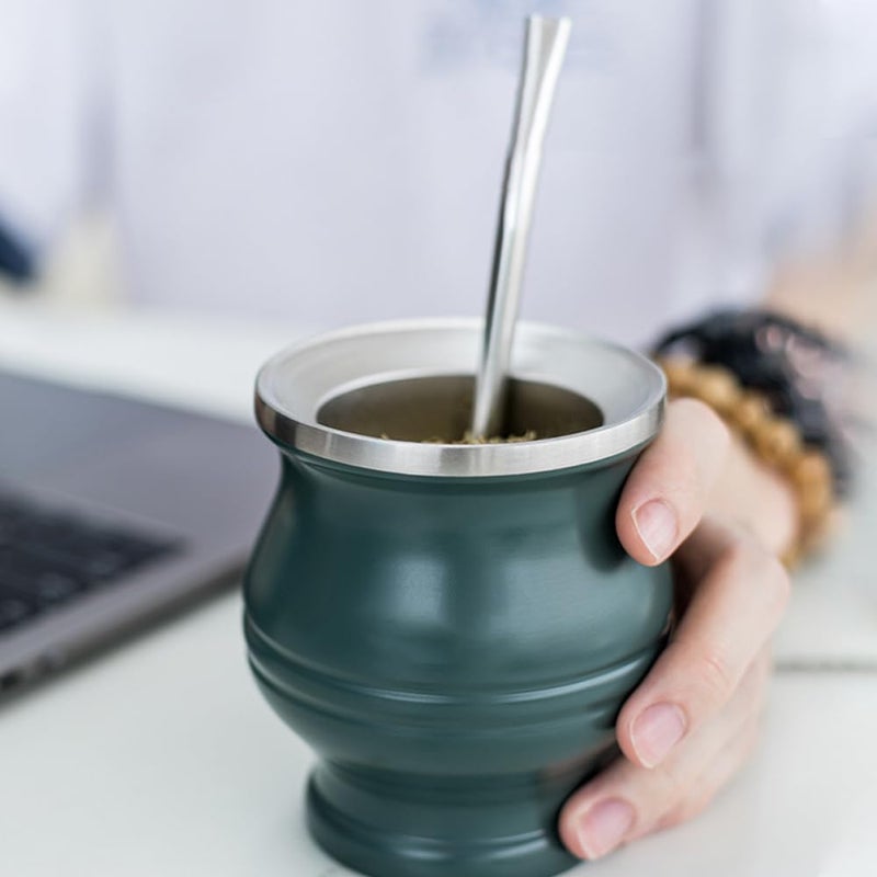 Luckam Stainless Steel Yerba Mate Cup, 6.7 oz Stylish Modern Design, Durable and Easy to Clean, Perfect for Daily Use, Army Green - Image 2