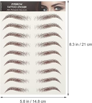 Lurrose 9 Sheets Eyebrow Tattoo Stickers 6d Hairlike Eyebrow Colors Transfers Sticker Peel Off for Makeup Brown01 - Image 5