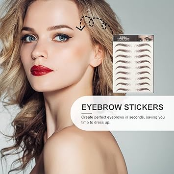 Lurrose 9 Sheets Eyebrow Tattoo Stickers 6d Hairlike Eyebrow Colors Transfers Sticker Peel Off for Makeup Brown01 - Image 3