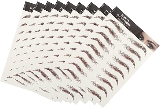 Lurrose 9 Sheets Eyebrow Tattoo Stickers 6d Hairlike Eyebrow Colors Transfers Sticker Peel Off for Makeup Brown01 - Image 1