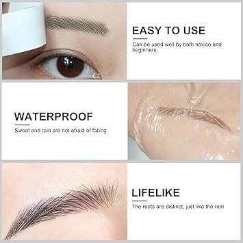 Lurrose 9 Sheets Eyebrow Tattoo Stickers 6d Hairlike Eyebrow Colors Transfers Sticker Peel Off for Makeup Brown01 - Image 4