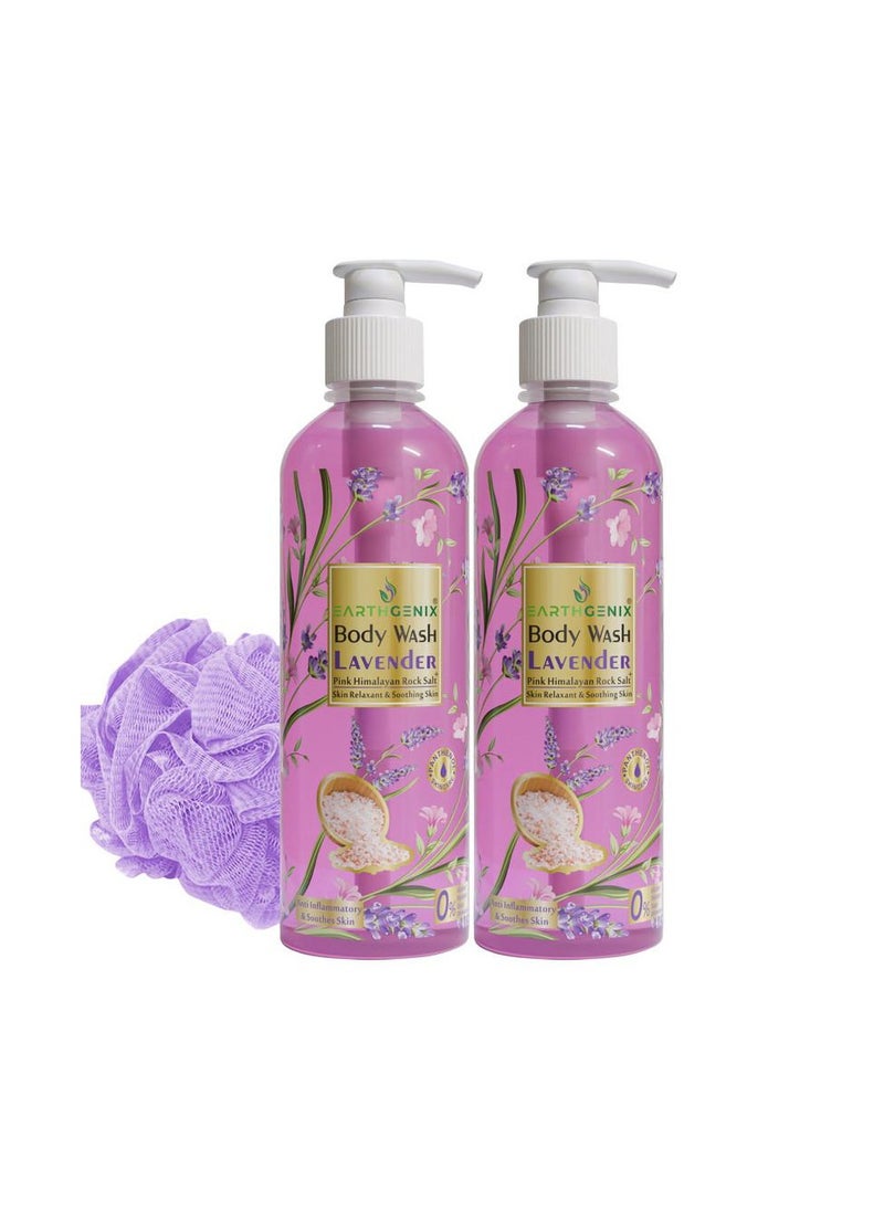 Earthgenix 2-Pieces Lavender Body Wash 1000 Ml With Loofah 