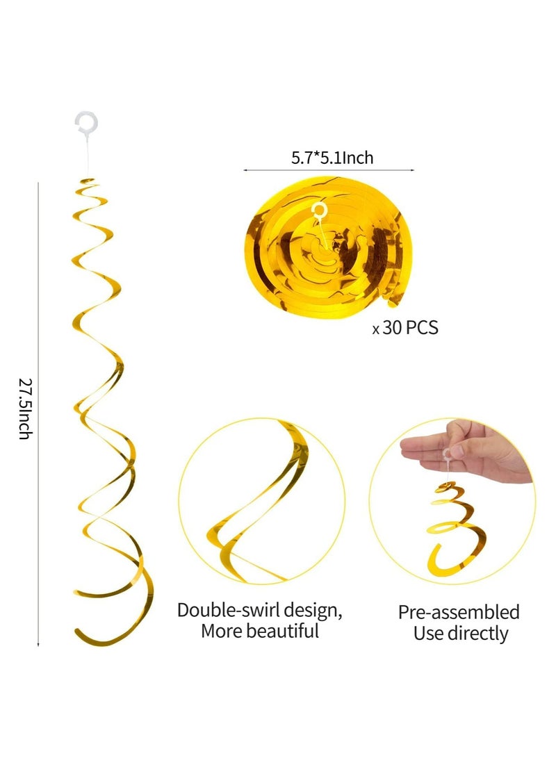SYOSI زينة ذهبية معلقة دوامة 30 قطعة من شرائط بلاستيكية زينة دوامة حلزونية للسقف لحفلات الزفاف وحفلات استقبال المواليد وحفلات أعياد الميلاد لوازم الحفلات زينة أعياد الميلاد - Image 5