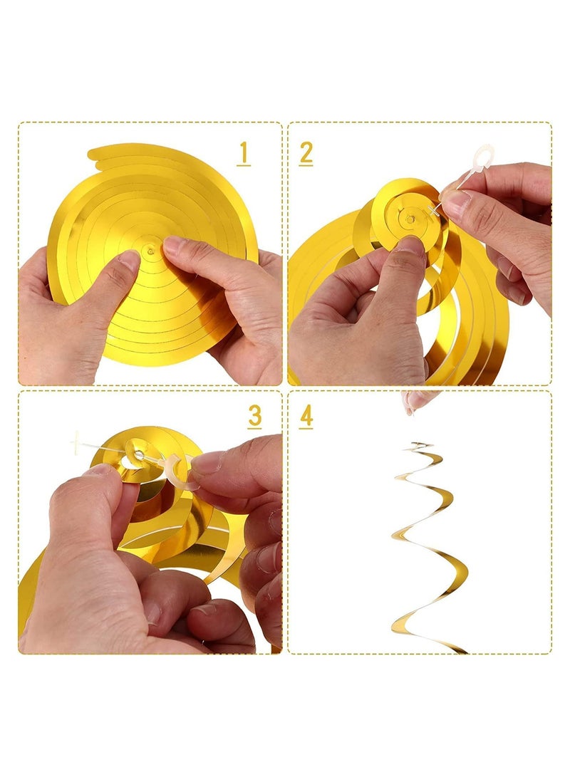 SYOSI زينة ذهبية معلقة دوامة 30 قطعة من شرائط بلاستيكية زينة دوامة حلزونية للسقف لحفلات الزفاف وحفلات استقبال المواليد وحفلات أعياد الميلاد لوازم الحفلات زينة أعياد الميلاد - Image 3