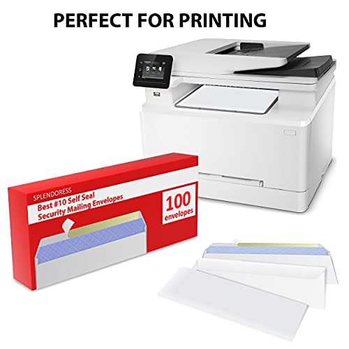 Splendoress #10 Envelopes Letter Size Self Seal | 100 Business Mailing Security Peel and Sealing Envelope | 100% Tinted | no 10 White Windowless Legal Regular Plain Envelops Pack | 4-1/8 x 9-1/2 Inches | 24 LB - Image 3