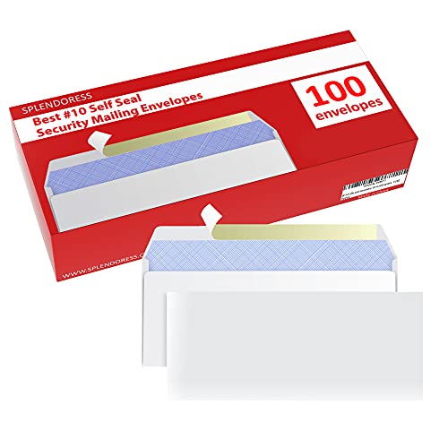 Splendoress #10 Envelopes Letter Size Self Seal | 100 Business Mailing Security Peel and Sealing Envelope | 100% Tinted | no 10 White Windowless Legal Regular Plain Envelops Pack | 4-1/8 x 9-1/2 Inches | 24 LB - Image 5
