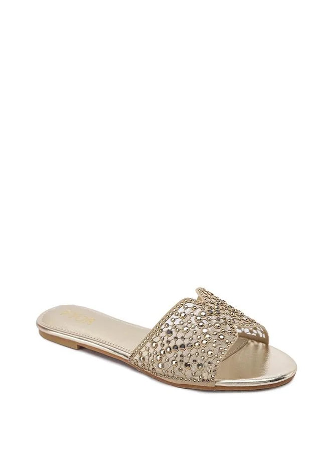 فايور Mesh Cutwork Crystal Flat Sandal MY 380
