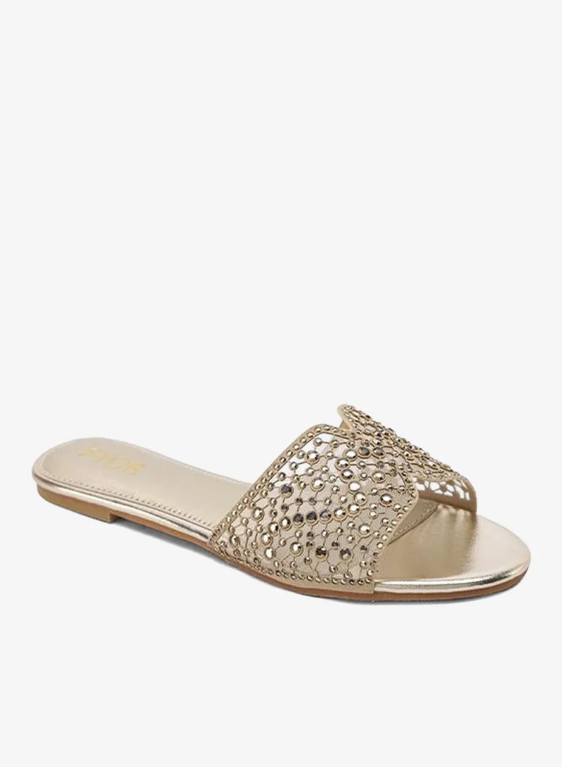 فايور Mesh Cutwork Crystal Flat Sandal MY 380