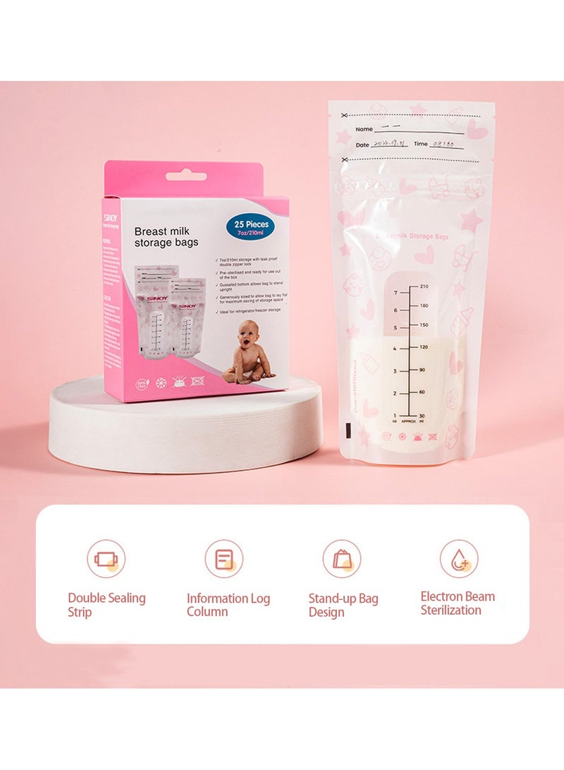 24Pack Breastmilk Storing Bags 210 ML Self Standing Milk Storage Container Presterilized Hygienically Doubled-Sealed for Freezing And Refrigeration Baby Essentials - Image 4