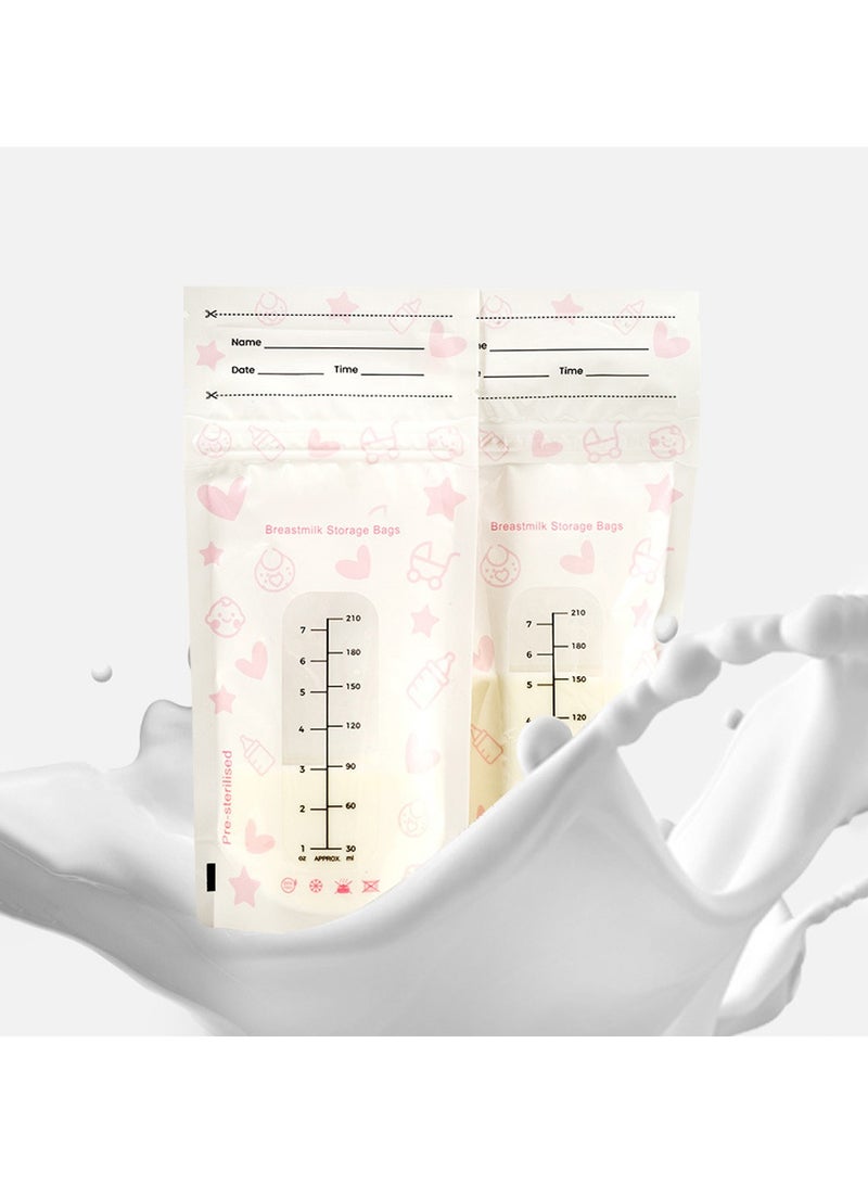 24Pack Breastmilk Storing Bags 210 ML Self Standing Milk Storage Container Presterilized Hygienically Doubled-Sealed for Freezing And Refrigeration Baby Essentials - Image 1